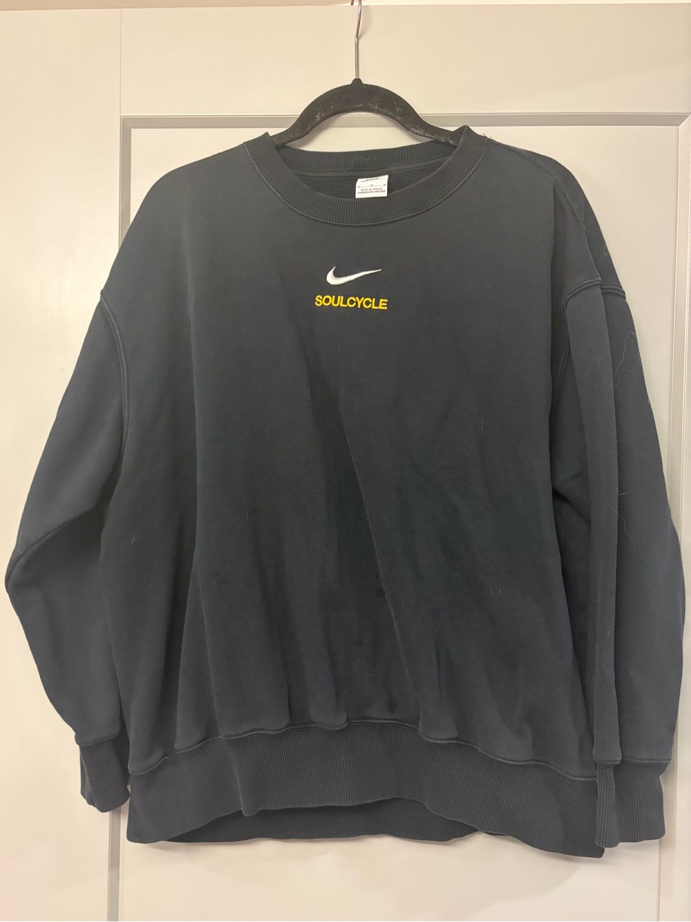Nike Men's Black Crewneck Sweatshirt with Yellow SoulCycle Logo